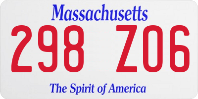 MA license plate 298ZO6