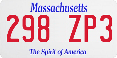 MA license plate 298ZP3