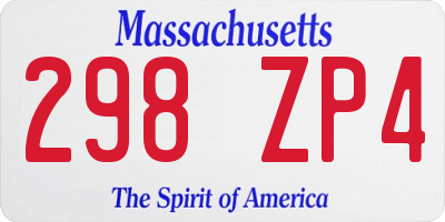 MA license plate 298ZP4