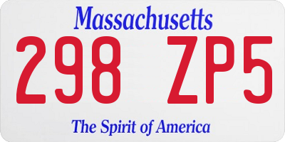 MA license plate 298ZP5