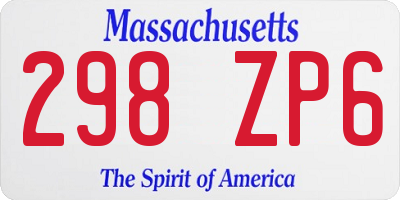 MA license plate 298ZP6