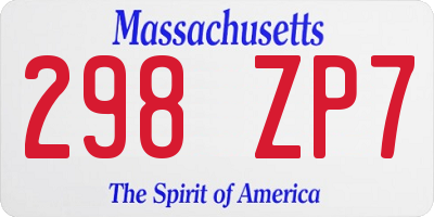 MA license plate 298ZP7