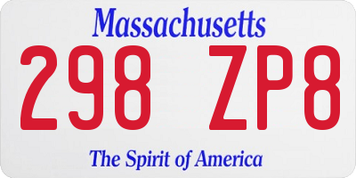 MA license plate 298ZP8