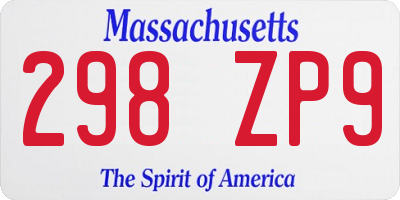 MA license plate 298ZP9
