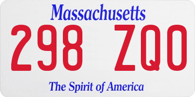 MA license plate 298ZQ0