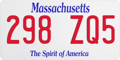 MA license plate 298ZQ5