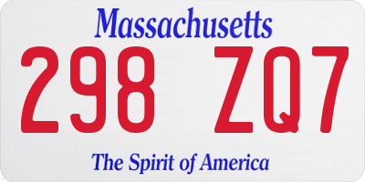 MA license plate 298ZQ7