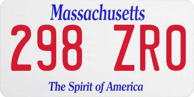 MA license plate 298ZR0