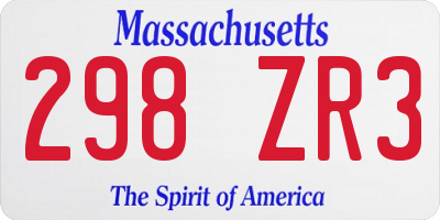 MA license plate 298ZR3