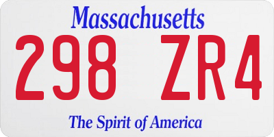 MA license plate 298ZR4