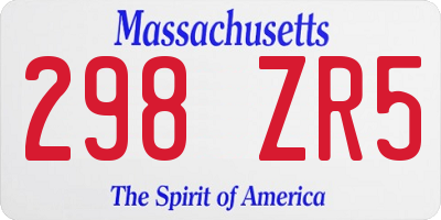 MA license plate 298ZR5