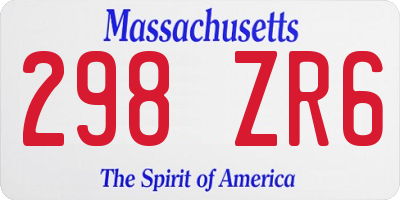 MA license plate 298ZR6