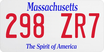 MA license plate 298ZR7