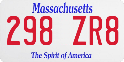MA license plate 298ZR8