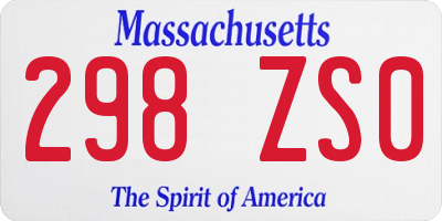 MA license plate 298ZS0