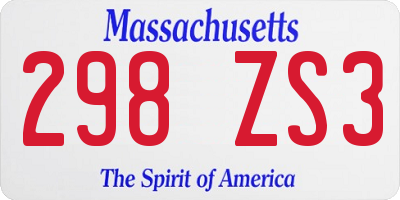 MA license plate 298ZS3