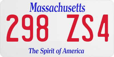 MA license plate 298ZS4