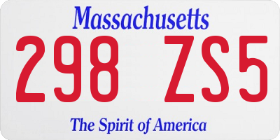 MA license plate 298ZS5