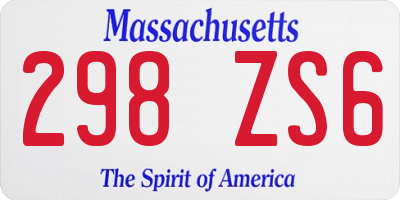 MA license plate 298ZS6