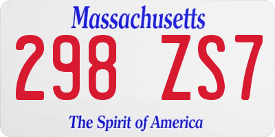MA license plate 298ZS7
