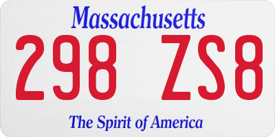 MA license plate 298ZS8