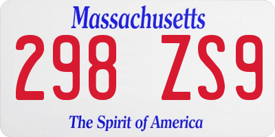MA license plate 298ZS9