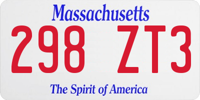MA license plate 298ZT3