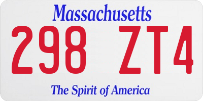 MA license plate 298ZT4