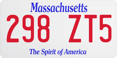 MA license plate 298ZT5