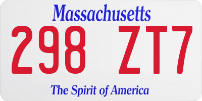 MA license plate 298ZT7