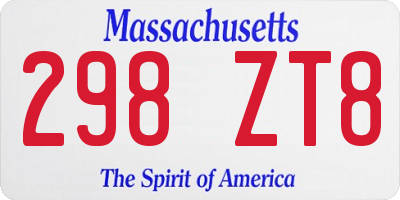 MA license plate 298ZT8