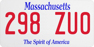 MA license plate 298ZU0