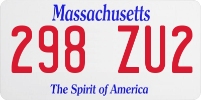 MA license plate 298ZU2