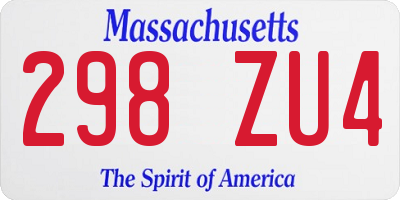 MA license plate 298ZU4