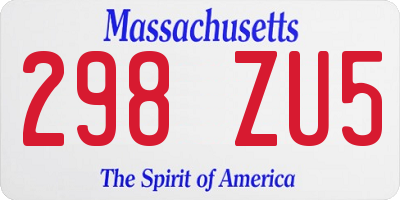MA license plate 298ZU5
