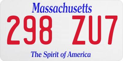 MA license plate 298ZU7