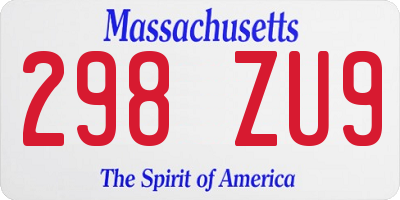 MA license plate 298ZU9