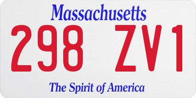 MA license plate 298ZV1