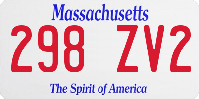 MA license plate 298ZV2