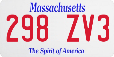 MA license plate 298ZV3