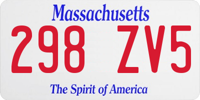 MA license plate 298ZV5