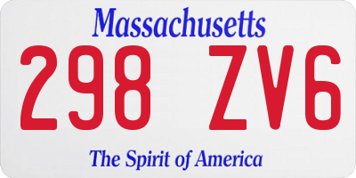MA license plate 298ZV6