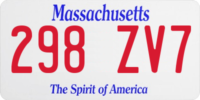 MA license plate 298ZV7