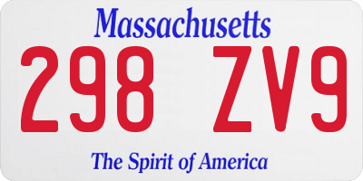 MA license plate 298ZV9