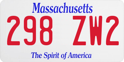 MA license plate 298ZW2