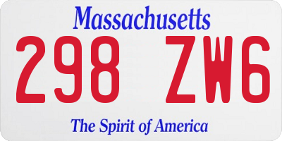MA license plate 298ZW6