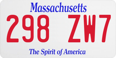 MA license plate 298ZW7