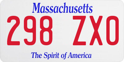 MA license plate 298ZX0