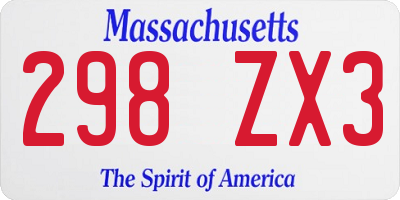 MA license plate 298ZX3