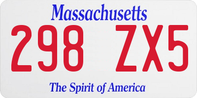 MA license plate 298ZX5
